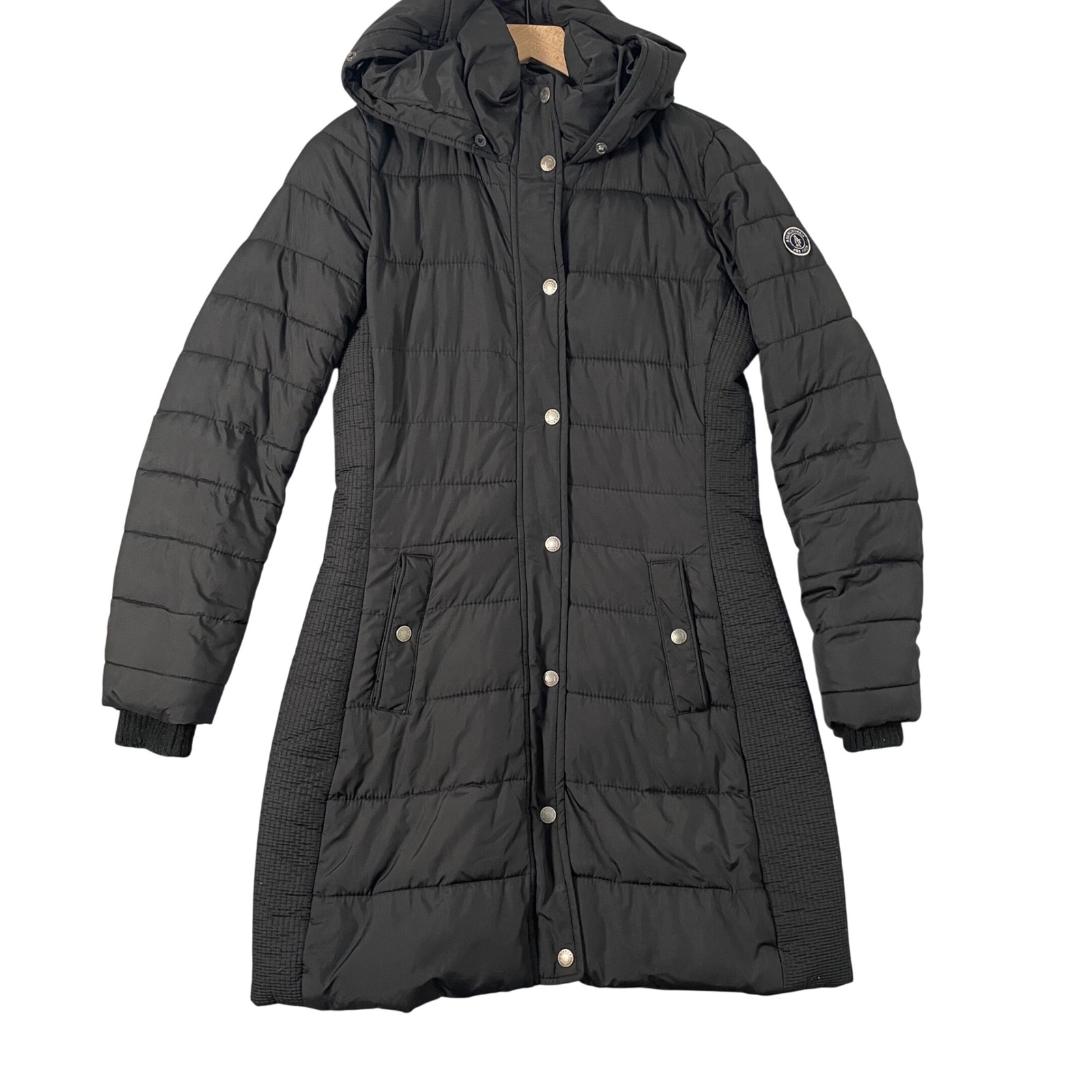 Abercrombie Fitch Puffer Jacket Women Small Black Water Resistant Parka Outdoor